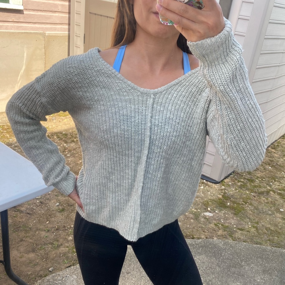 NWT Sage Green Off Shoulder Sweater Button Back